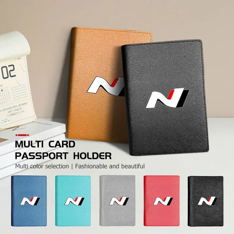 Passport Holder Case Multi Functional ID Card Bank Card Travel For Hyundai N Nline Tucson Kona Sonata Veloster i20 i30