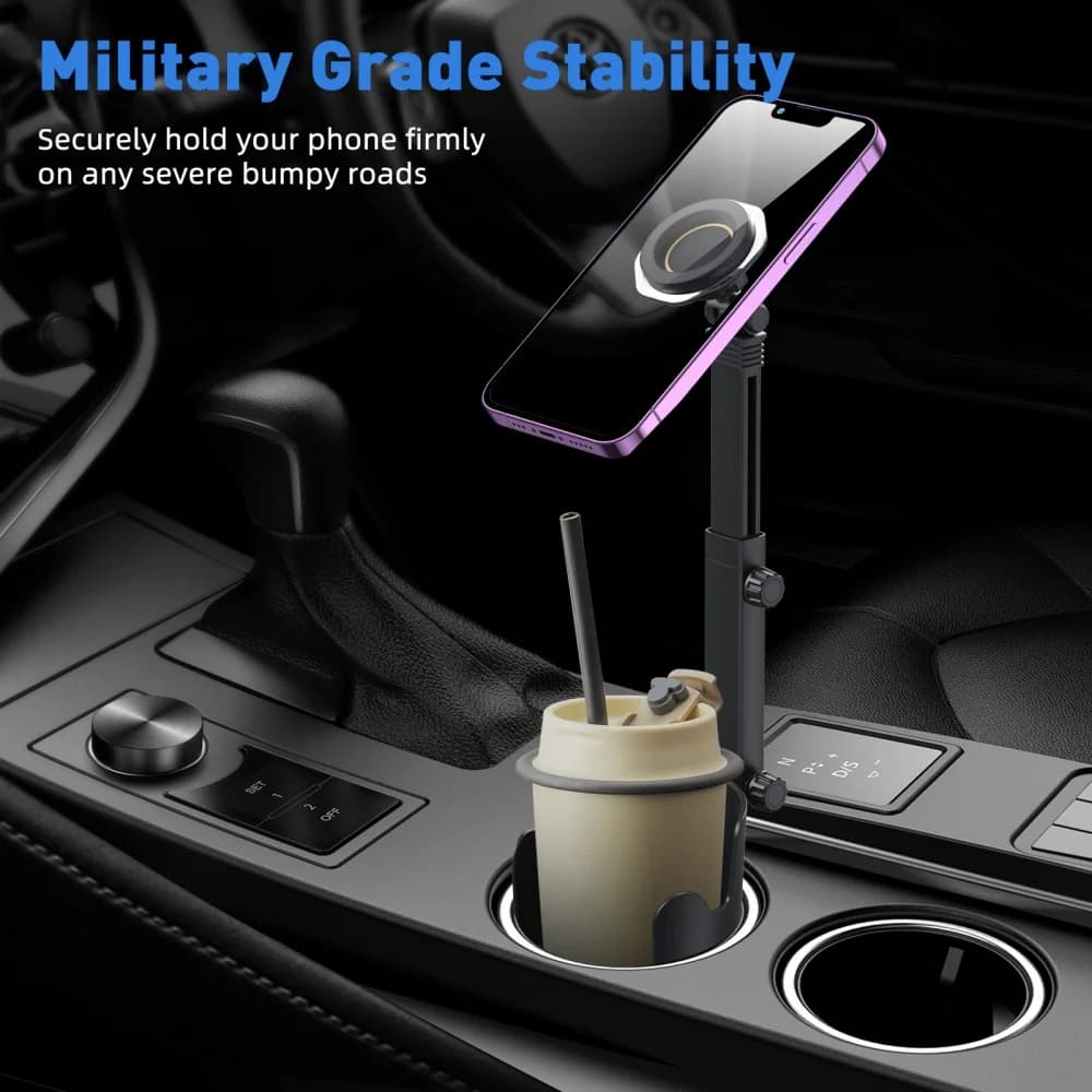 Car Cup Stand Magnetic Phone Holder Universal 2 in 1 Multifunction Extendable 360° Rotation Adjustable Auto Smartphone Bracket