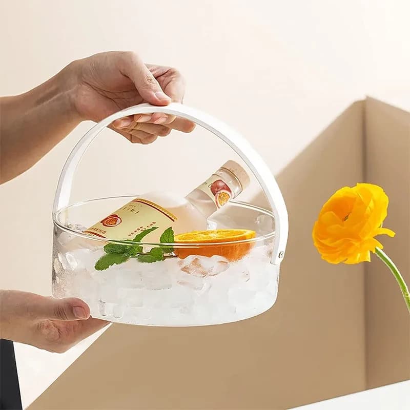 Stampo in resina epossidica con manico, cestino portaoggetti, scatola portaoggetti, secchiello per il ghiaccio rotondo, stampo in silicone