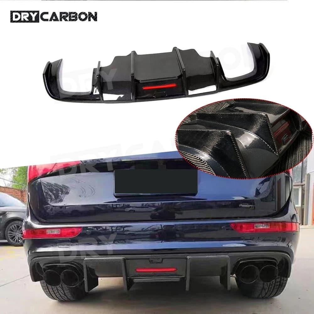 Rear diffuser in Carbon Fiber, Spoiler for rear bumper for Audi Q5 2012-2018, Splitter in Glass Fiber