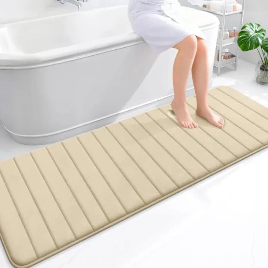 Tappetino da Bagno Lungo in Memory Foam 70x24, Super Morbido e Assorbente, Asciugatura Rapida, Lavabile in Lavatrice, Tappeto per Doccia