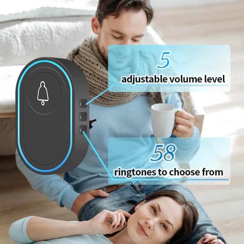 Campanello wireless da 2,4 Ghz per allarme di sicurezza domestica Anello per porta con campanello di benvenuto