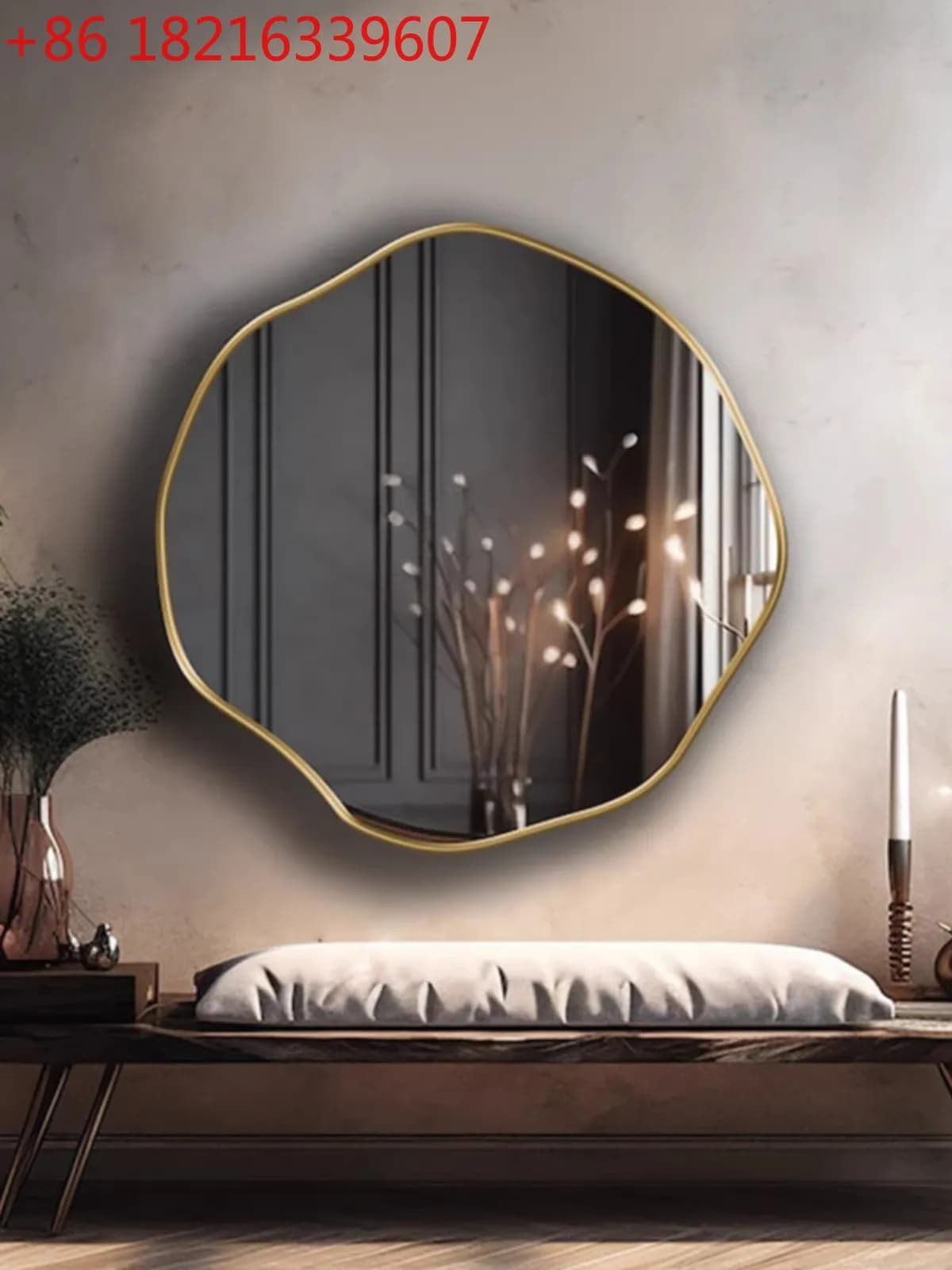 Specchio da parete TAO Light Luxury, design artistico avanzato a forma aliena, decorazione per bagno, specchio per trucco ad alta definizione