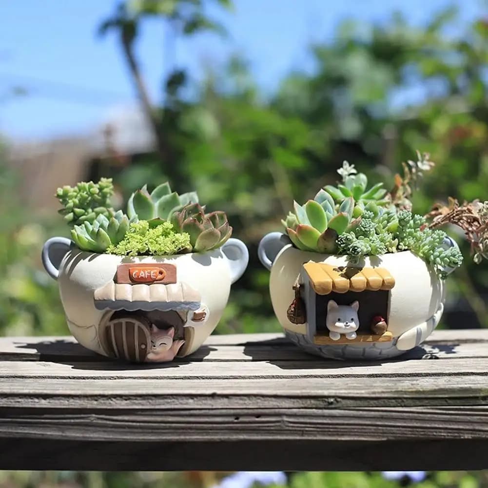 Simpatico gattino volpe piccolo vaso per piante fioriera succulenta in resina per scrivania da ufficio mini ornamento decorazione vaso da fiori da giardino fatato
