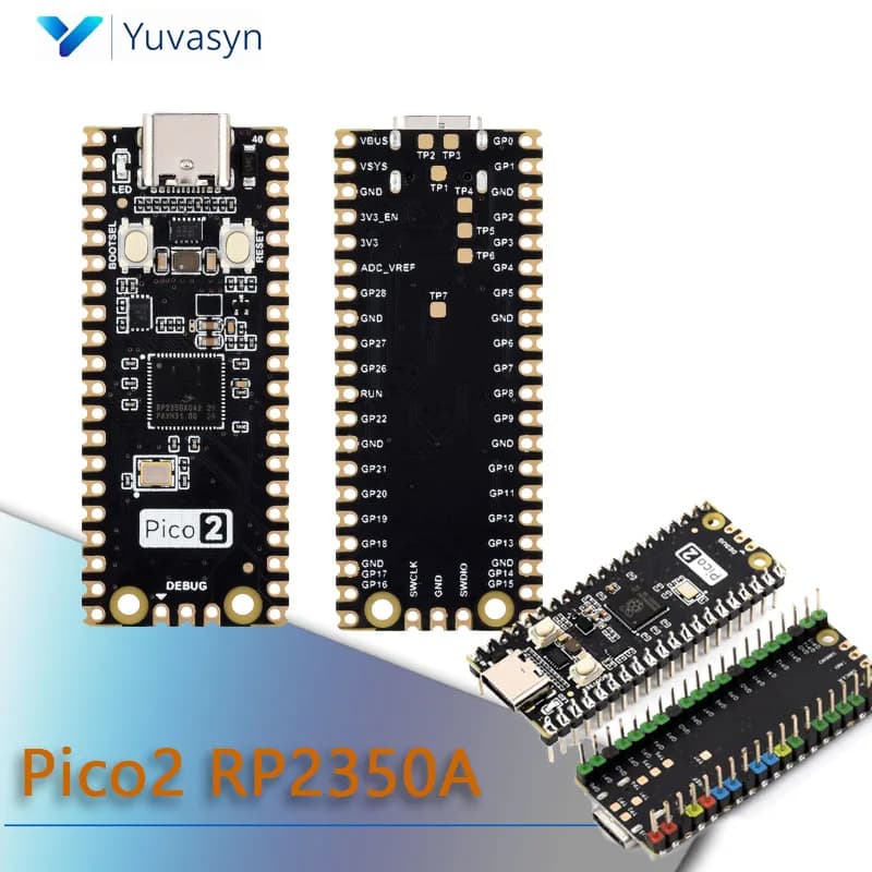 Pico2 RP2350A Dual Core development card and 150 MHz dual architecture compatible with PICO Raspberry Pi module