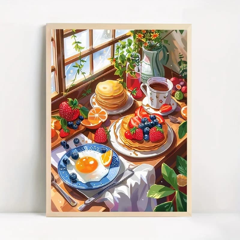 Kit Pittura Diamante 5D Rotondo Senza Cornice a Tema Cibo - 30x40cm - Arte Mosaico per Principianti