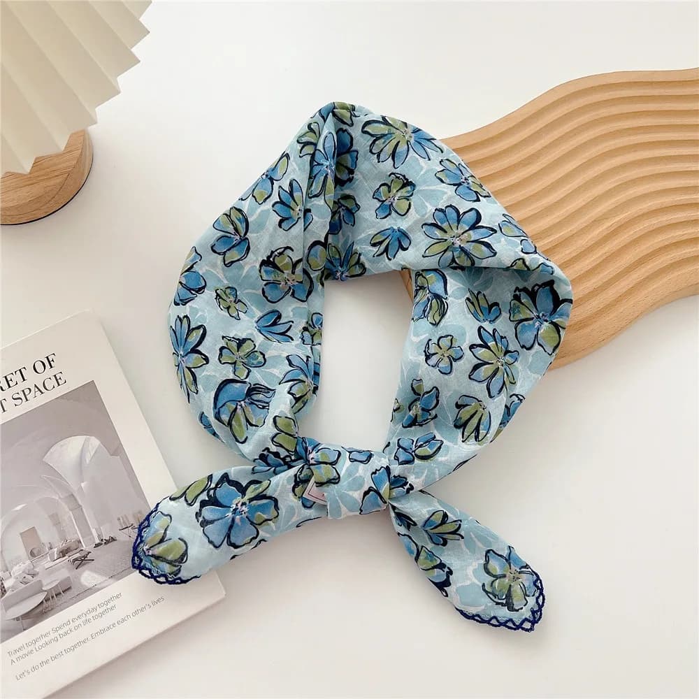Fashionable Square Silk Scarf Double Sides Hair Scarf with Floral Pattern Bag 68*68 cm Women's Bandana