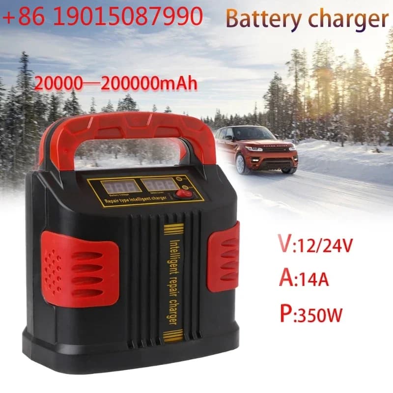Avviatore di Emergenza per Auto 350W 14A con Regolazione Automatica LCD 12V-24V Portatile