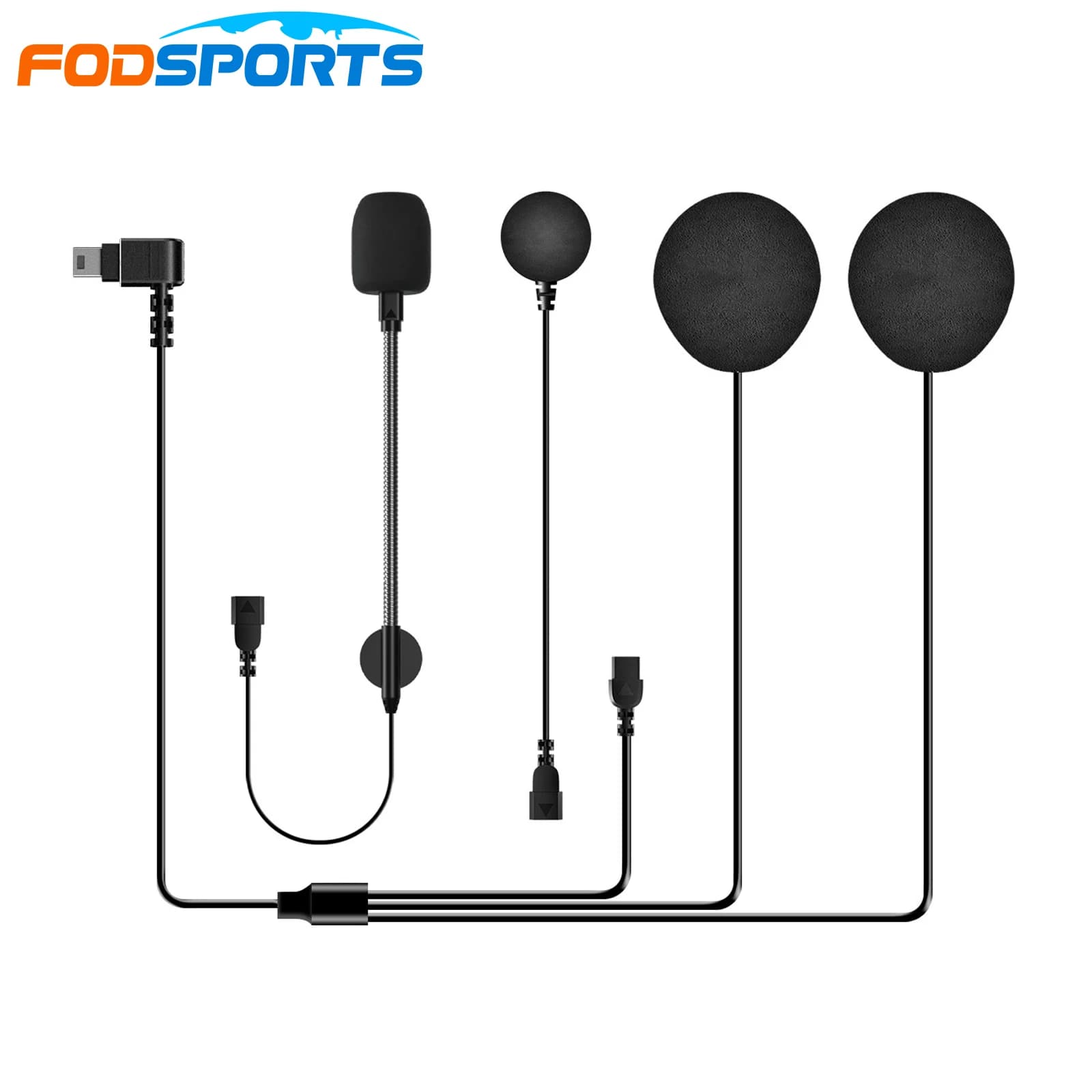 Fodsports FX30C Pro Parts Speakers 2pin Square Port Helmet Bluetooth Headset Motorcycle Accessories Earphone Cable for FX30C Pro