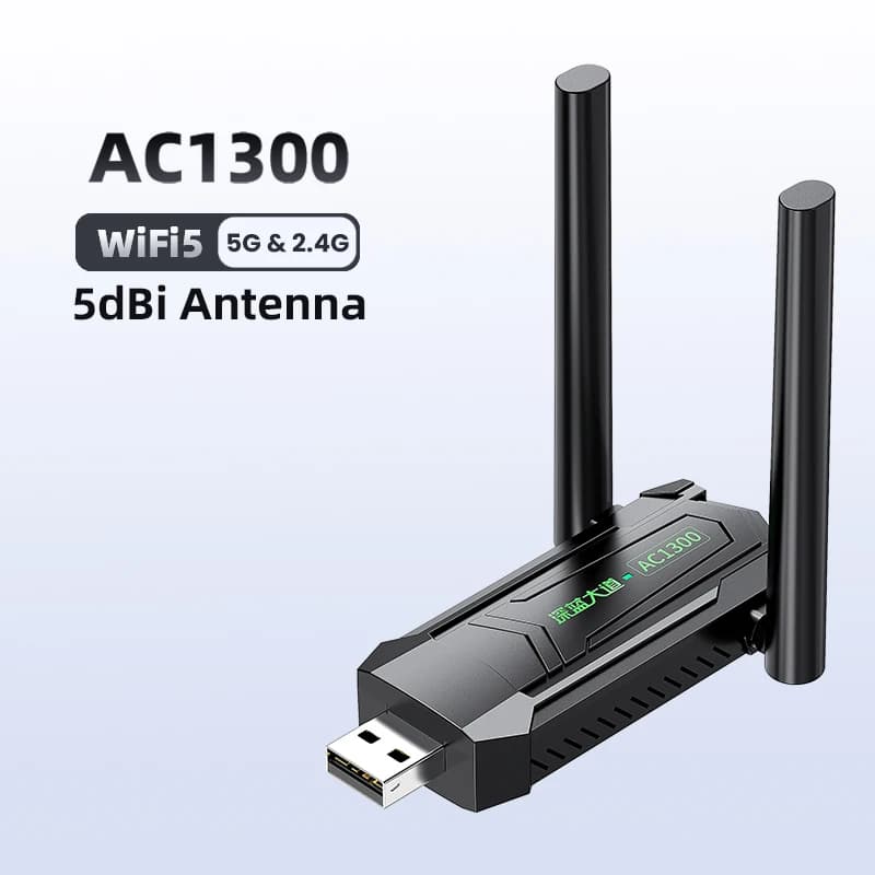 Adattatore WiFi AX1300 con Antenna 5dBi, Dual Band 5G&2.4G, Dongle WiFi6 per PC Desktop Windows, Scheda di Rete Wireless USB Ethernet