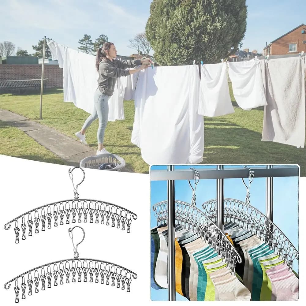 Strong Clamping Force No odor No Deformation Stainless Steel Hanger Strong Support Storage Balcony Clothes Hanger