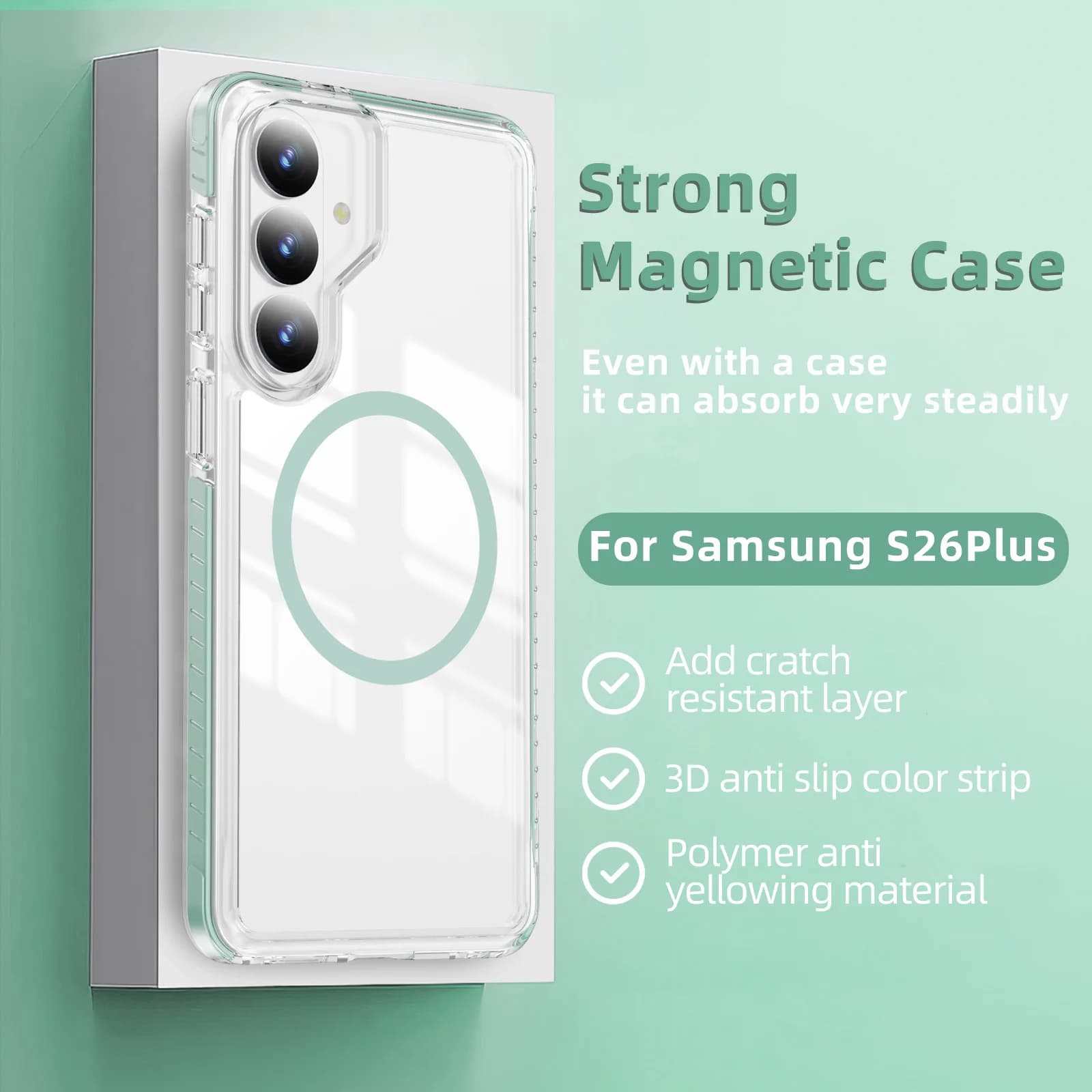 Transparent Magnetic Case with Wireless Charging for Samsung S26 Ultra, Cover for Samsung Galaxy S26 Ultra S25 Plus S24 Plus