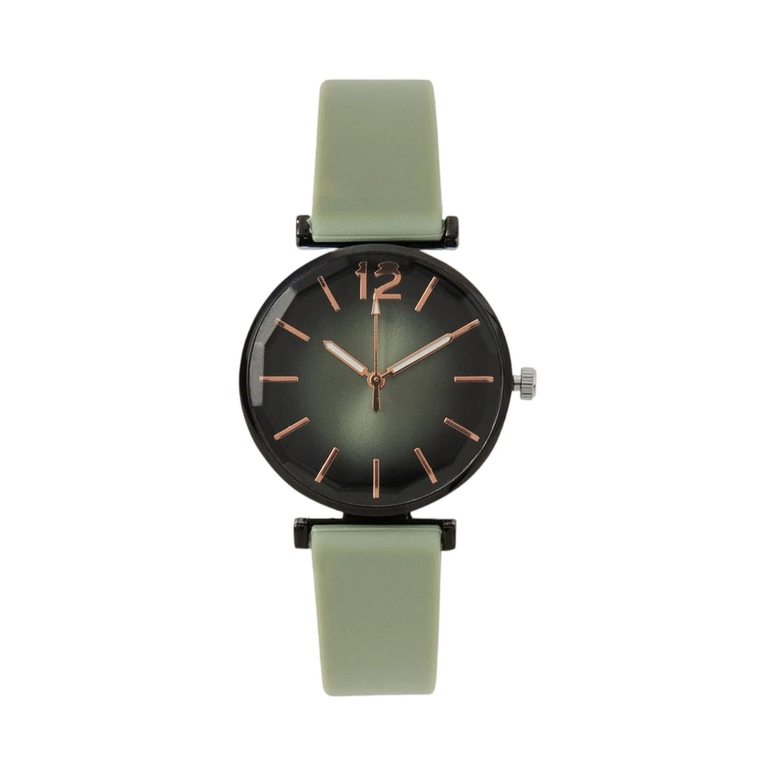 Fashionable Women's Watch Simple Quartz Sports Watch With Black Dial Women's Wrist Watch With Green Silicone Strap Casual