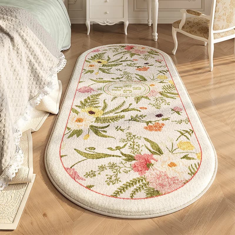 Decorative Bedroom Carpet in French Style Carpets with Floral Pattern for Living Room Trousers often soft plush and soft dressing mat