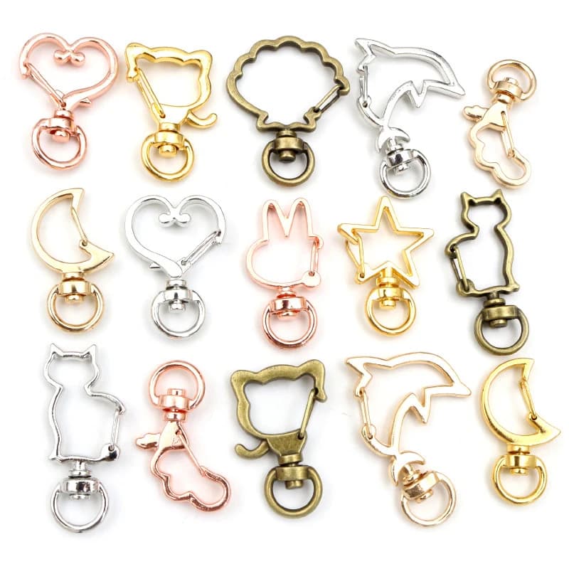 10pcs Gatto Cuore Snap Hook Trigger Clip Fibbie Per Portachiavi Aragosta Catenaccio Ganci per la Chiave Dei Monili Anello di Chiusura forniture