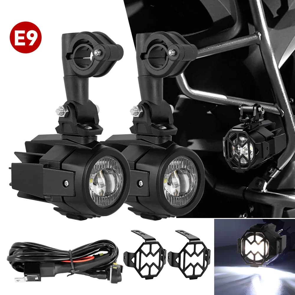 E9 Motorcycle LED Auxiliary Headlight Fog Light Protector For BMW R1200GS LC R1250GS Adventure R1250RT R1200RT R1250RS