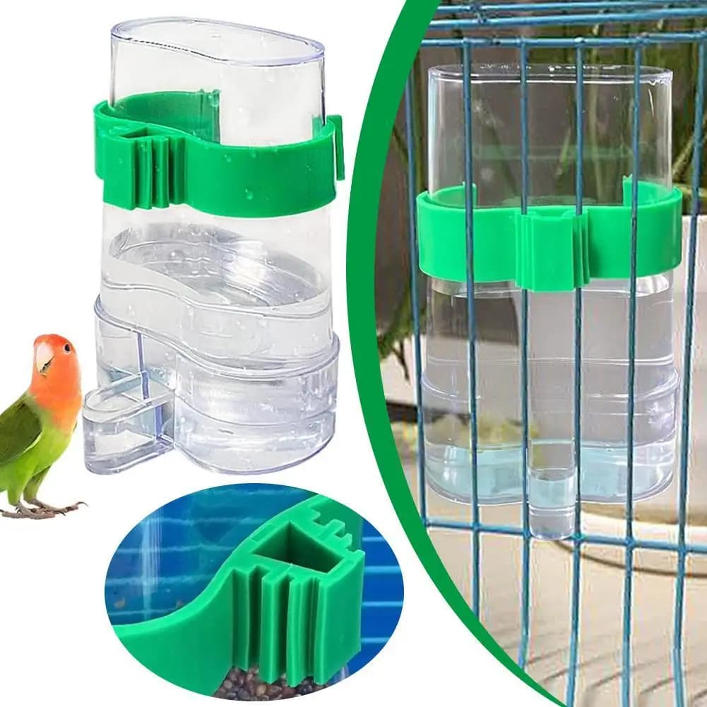Mangiatoia per uccelli abbeveratoio con Clip Dispenser per alimenti per uccelli bottiglia per pappagalli ciotole per tazze per uccelli in acrilico trasparente gabbia per animali domestici