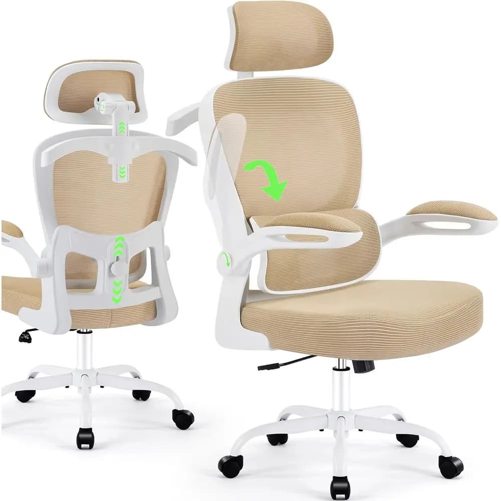 Sedia da Ufficio Ergonomica con Schienale Alto in Rete, Supporto Lombare Regolabile, Girevole e con Ruote per Casa o Ufficio