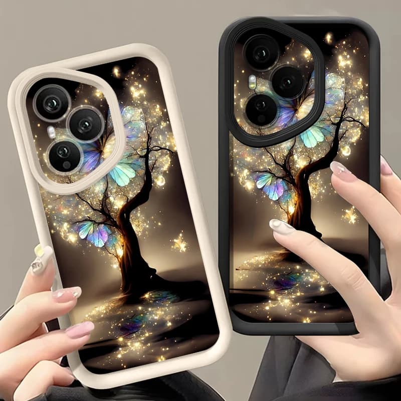 TPU Phone Case with Tree and Butterfly Printing for Honor 400 200 Pro X8c X9c Smart X6a X6c Magic7 Lite, Silicone Soft Cover