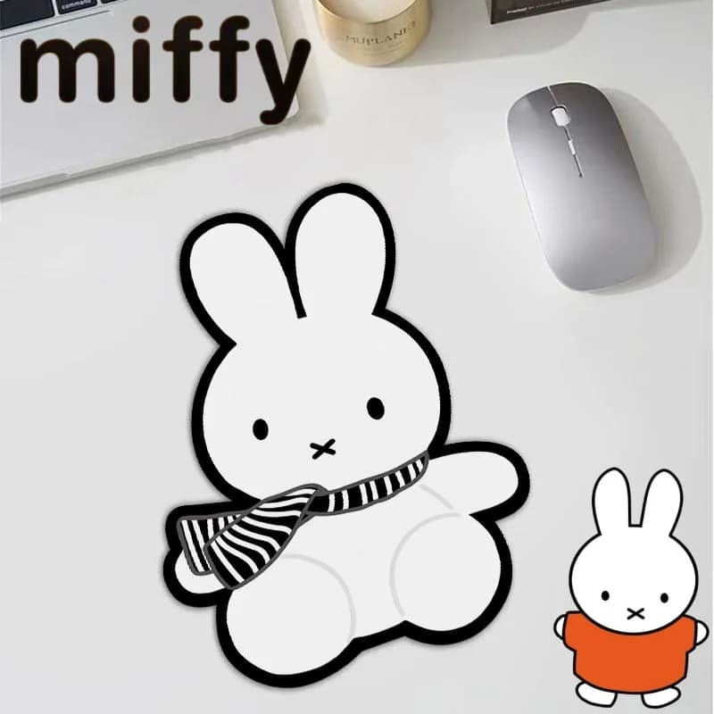 Tappetino per Mouse a Forma di Coniglio Miffy, Carino e Creativo, con Motivo Cartoon, Antiscivolo e Resistente all'Usura, per Scrivania del Computer