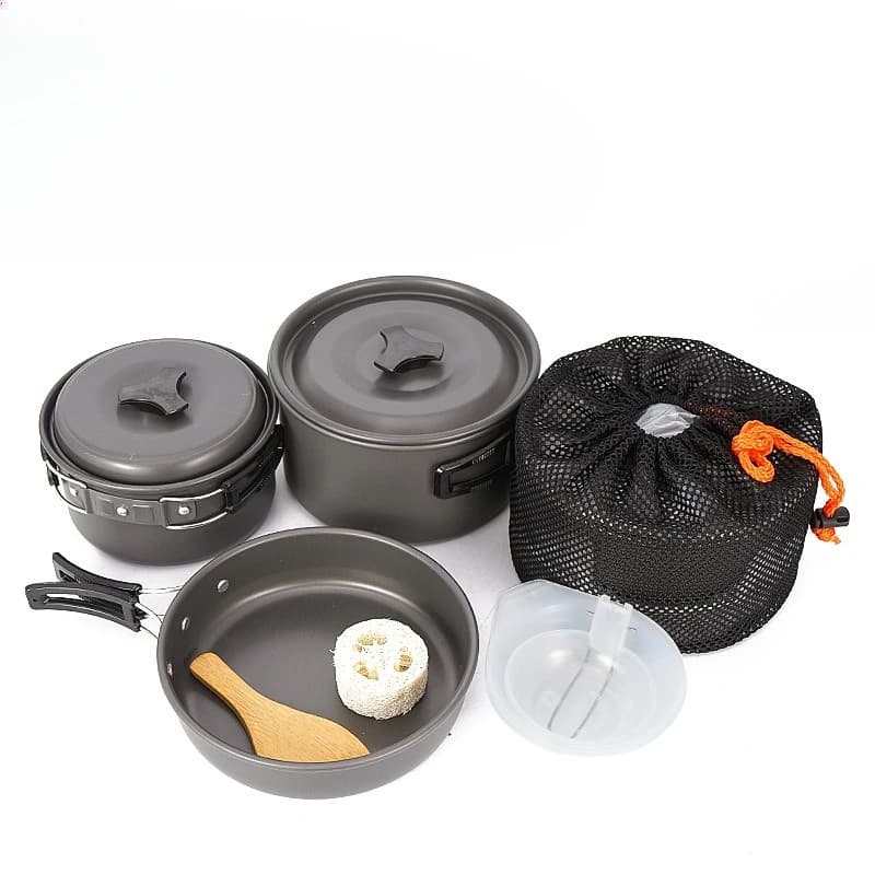 Set da Campeggio per Esterni: Pentola e Utensili da Cucina Portatili per 3-4 Persone, Ideali per Picnic e Tour in Auto