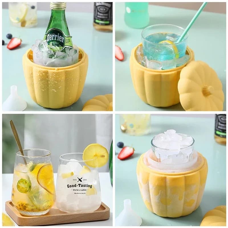 Pumpkin Ice Cube Maker 2-in-1 Multi-functionalSilicone Ice Bucket Storage Box Outdoor Portable Ice Cube Mold accessorio da cucina