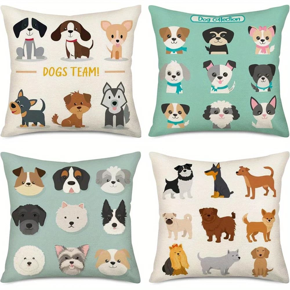Home Decor Cute Dog Collection Pillow Covers for Home Pattern Cushion Cover Suitable for Sofa Bedroom Car Pillow Cover