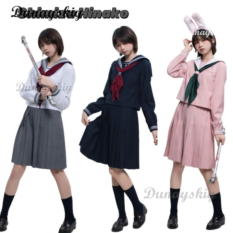 Silent Hinako Shimizu Cosplay Costume Uniform Women's School Top Gonna Crawl Socks Game Hill Halloween Role Game
