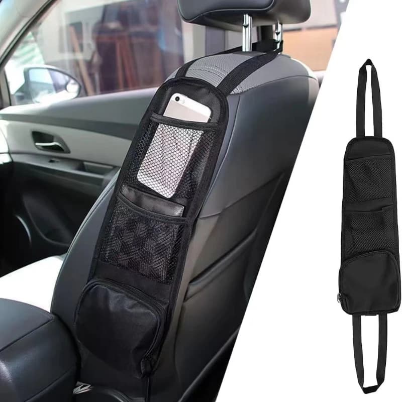 Organizer laterale per seggiolino auto da 1 pezzo, borsa da appendere per riporre il sedile anteriore automatico, tasca multifunzionale in rete per veicoli per la maggior parte delle auto (nero)