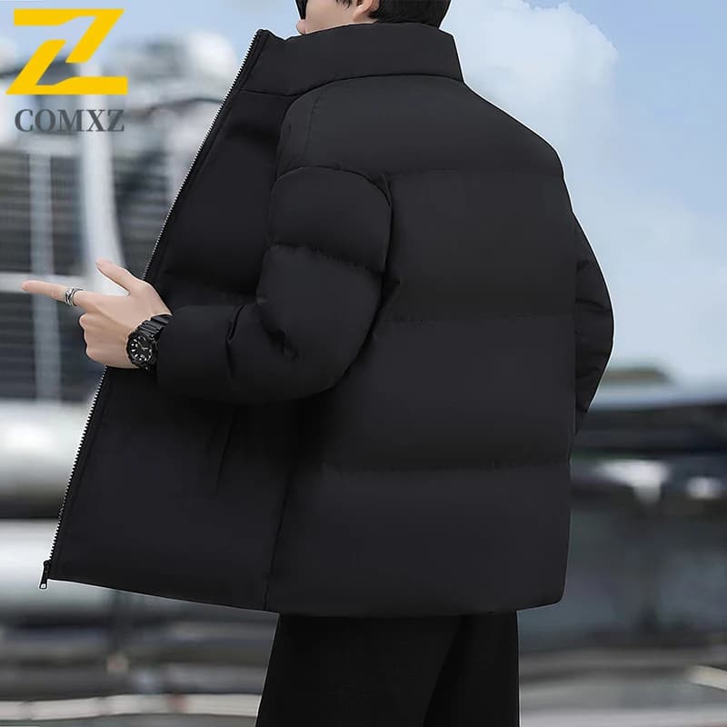 Men's jacket in cotton autumn winter thickened warm windproof collar outdoor casual versatile cotton coat with zipper