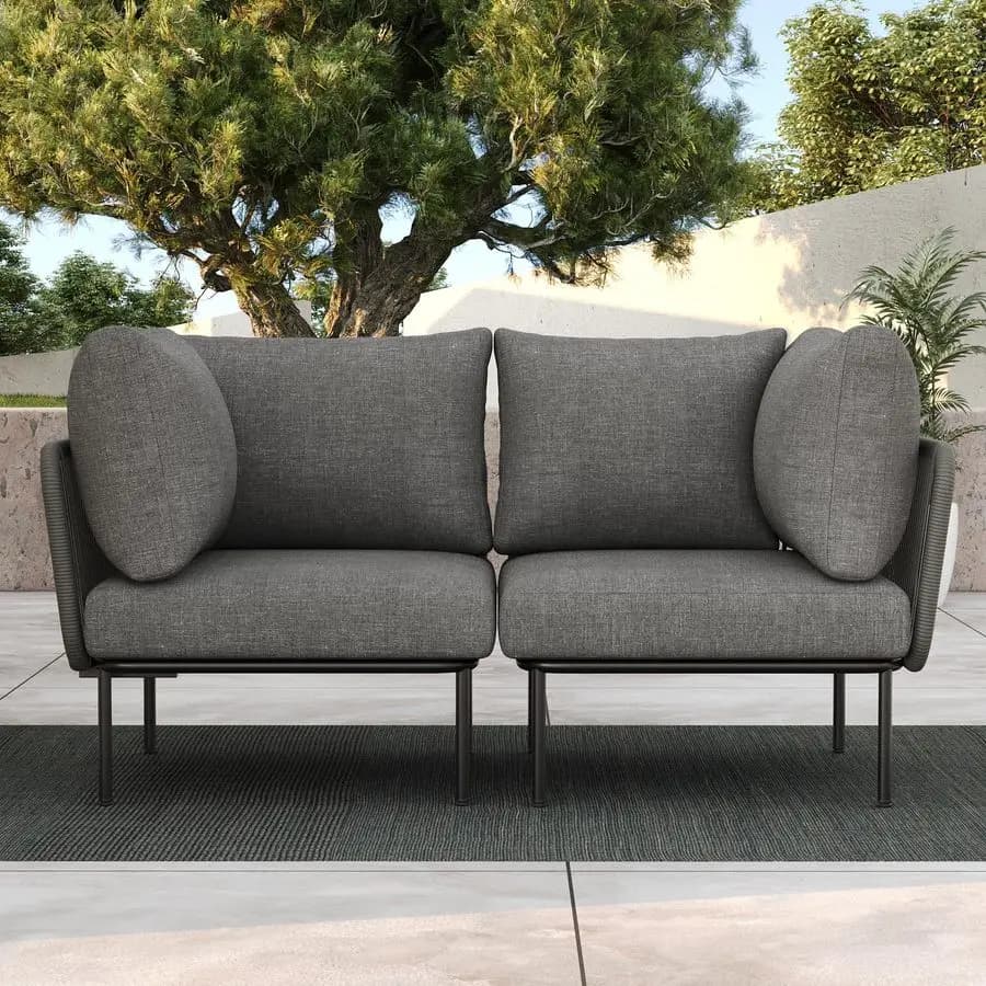 2-piece aluminum garden furniture set, modern modular corner chairs and improved thickness cushions