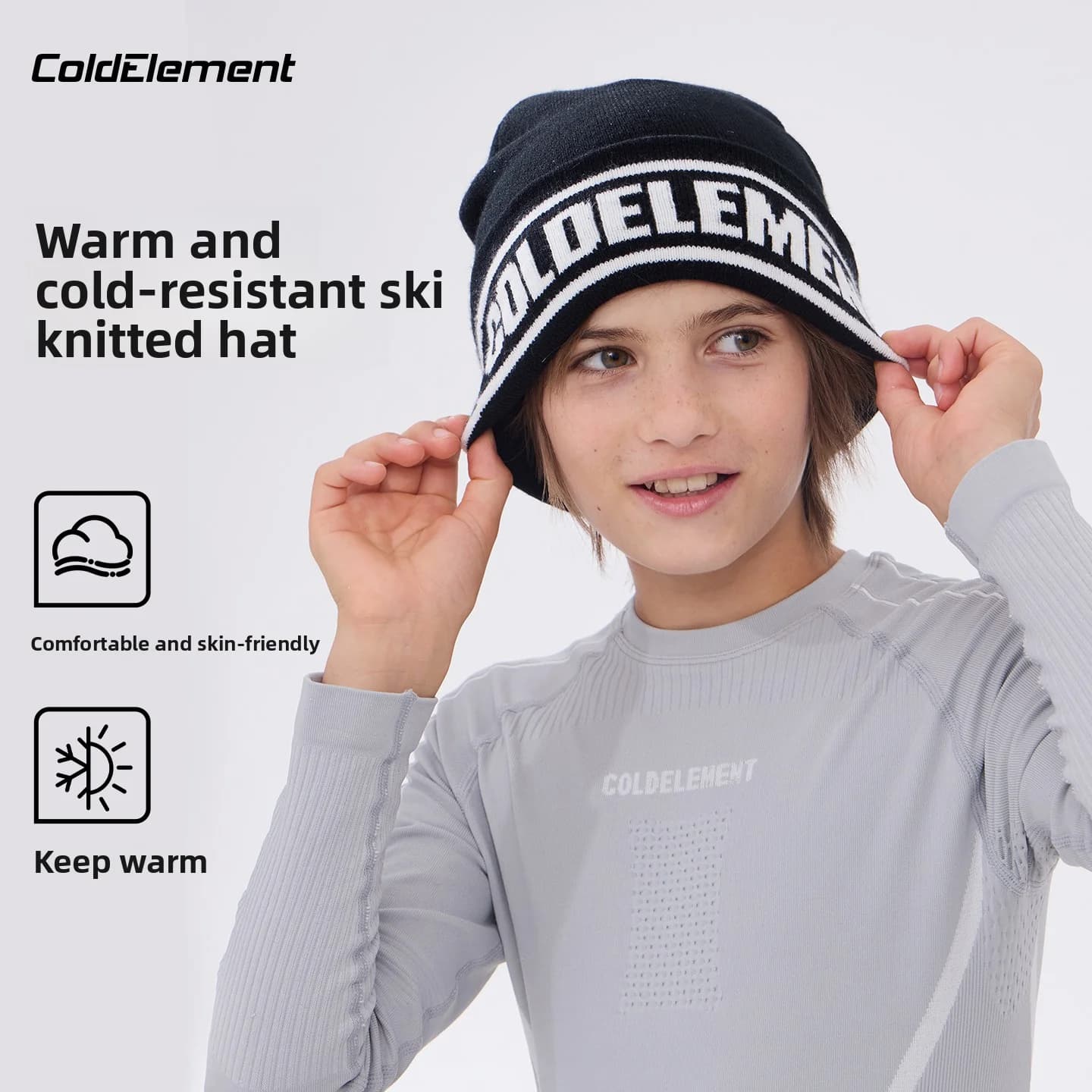 Cappello da sci per bambini Coldelement - Berretto caldo unisex per attività all'aperto autunnali e invernali, ideale per escursioni e ciclismo
