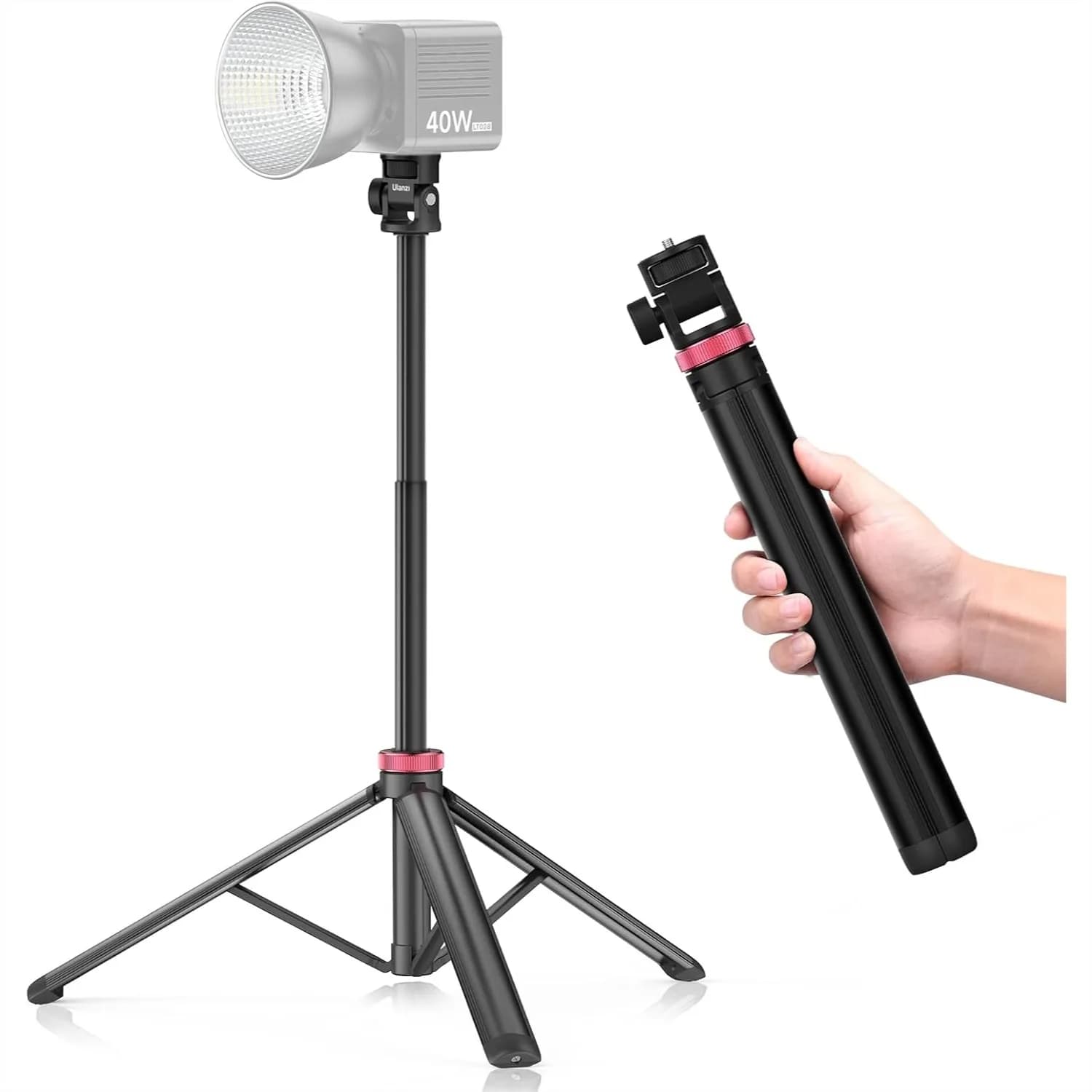 Stativo per Illuminazione Fotografica Estensibile 81'' con Vite da 1/4'' e Rotazione a 360° ° Testa a sfera per videocamera, webcam e luce video