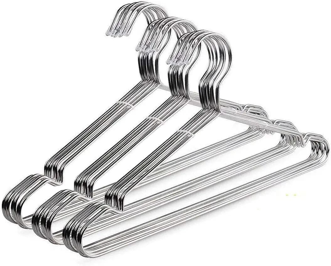 Stainless Steel Clothes Hangers 30 Pack, Space Saving Metal Hangers with Shoulder Grooves for Tank Tops, Shirts, Coats, Dorm Use