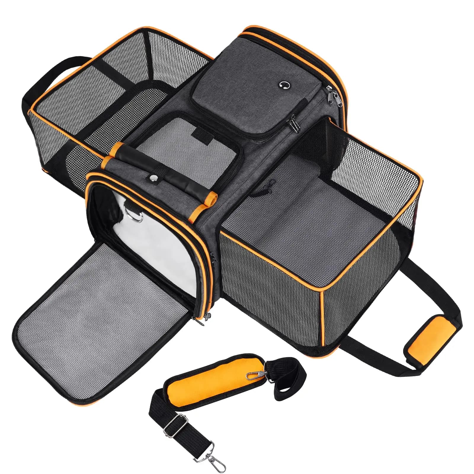 Grande trasportino reversibile espandibile per cani e gatti - con imbottitura in pile e tasche per gatti/cani fino a 24 libbre Trasportino da viaggio per animali domestici