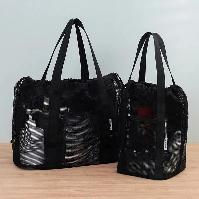Large Capacity Summer Beach Bag Drainage Cosmetic Storage Bathing Bag Toiletry Makeup Bag Children's Coastal Mesh Wash Tote Bag