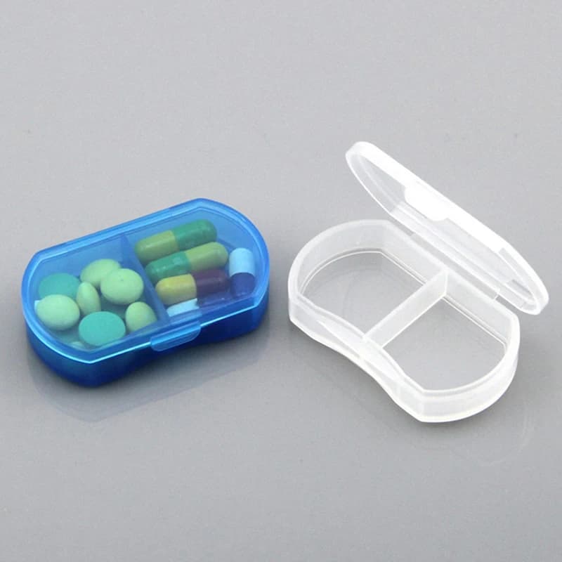 Portapillole Mini portapillole 2 griglie Portapillole per tablet Dispenser Porta tablet da viaggio Contenitore Scatola per medicinali per medicinali