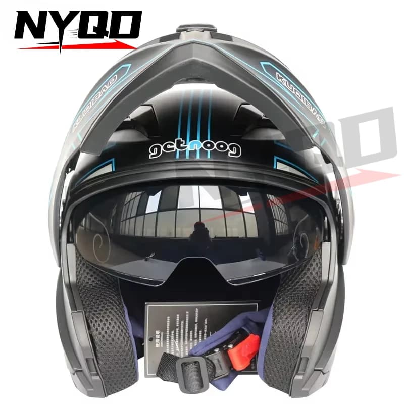 KUQIBAO Casco da moto da uomo Auricolare Bluetooth incorporato Casco da moto apribile Doppio HD Lente antiappannamento Materiale ABS Approvazione DOT