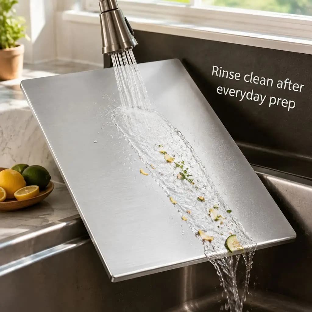 304 Stainless Steel Cutting Board 70*50cm 1.5mm One-Side Fold Anti-Slip Double-Sided Chopping Board Anti-Mold Shock Absorption Kitchen Baking Kneading Board