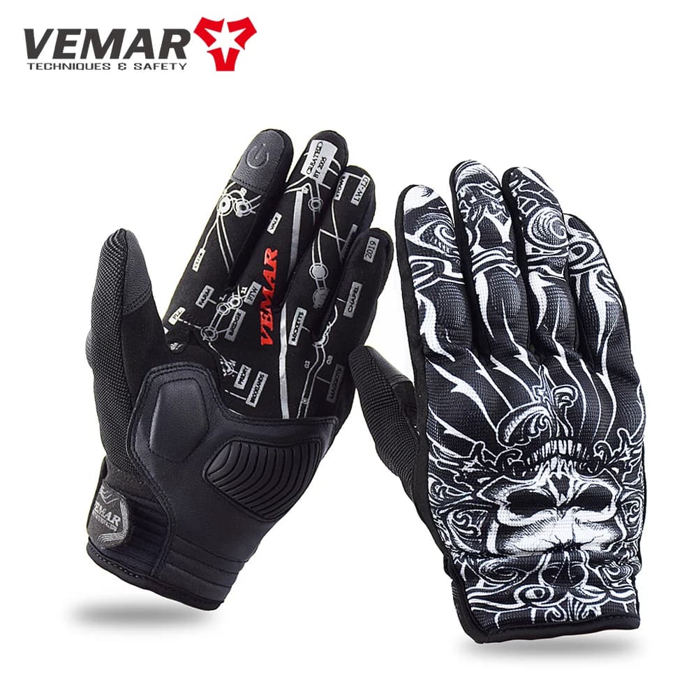 Guanti da Moto con Teschio Personalizzato, Traspiranti Estivi, per Motocross, Fuoristrada, Corse in Moto e Ciclismo Downhill