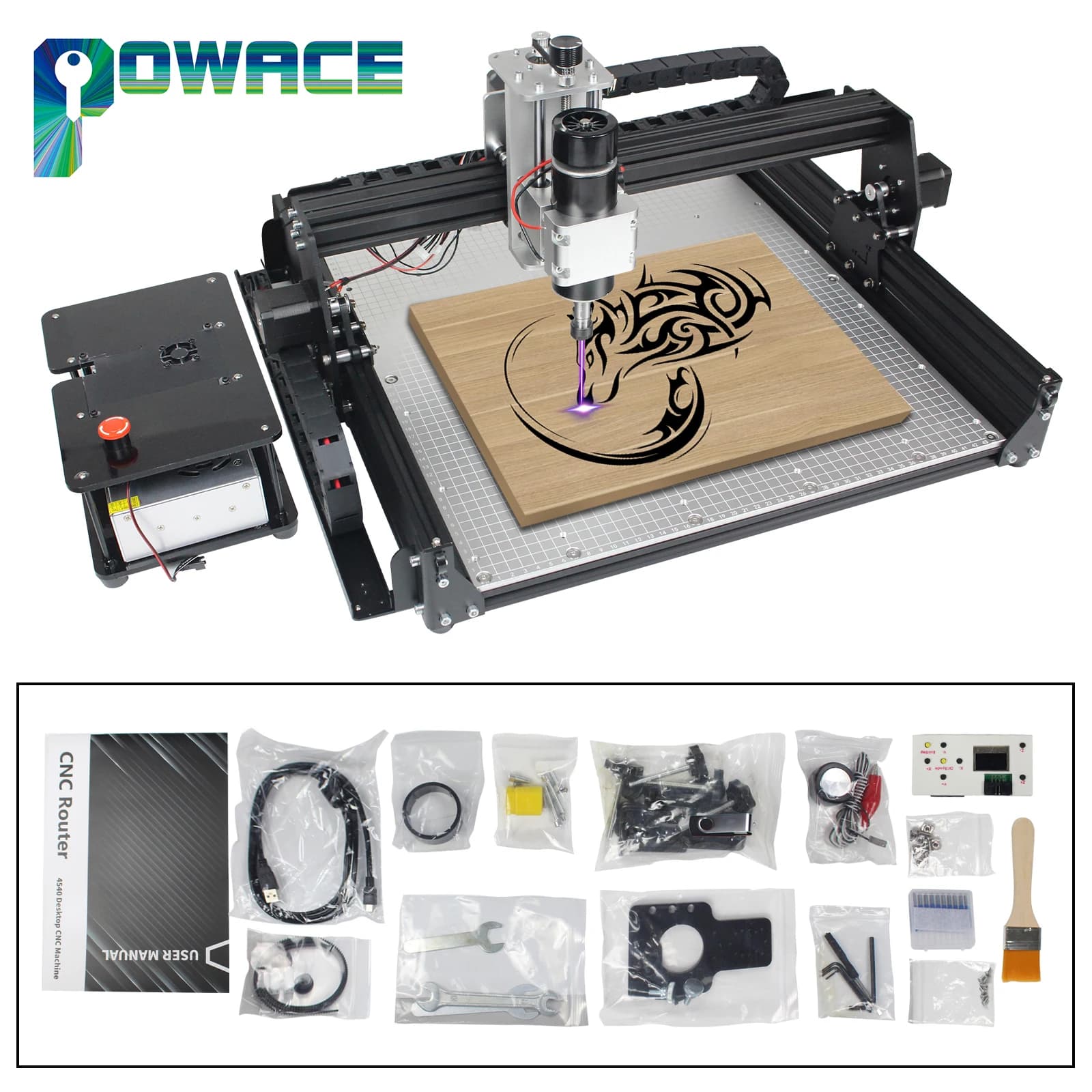 3 assi FAI DA TE 500W CNC 4540 Router Fresatrice Macchina Per Incidere Tavolo In Alluminio + 20W 40W Testa Laser Controller Off-line