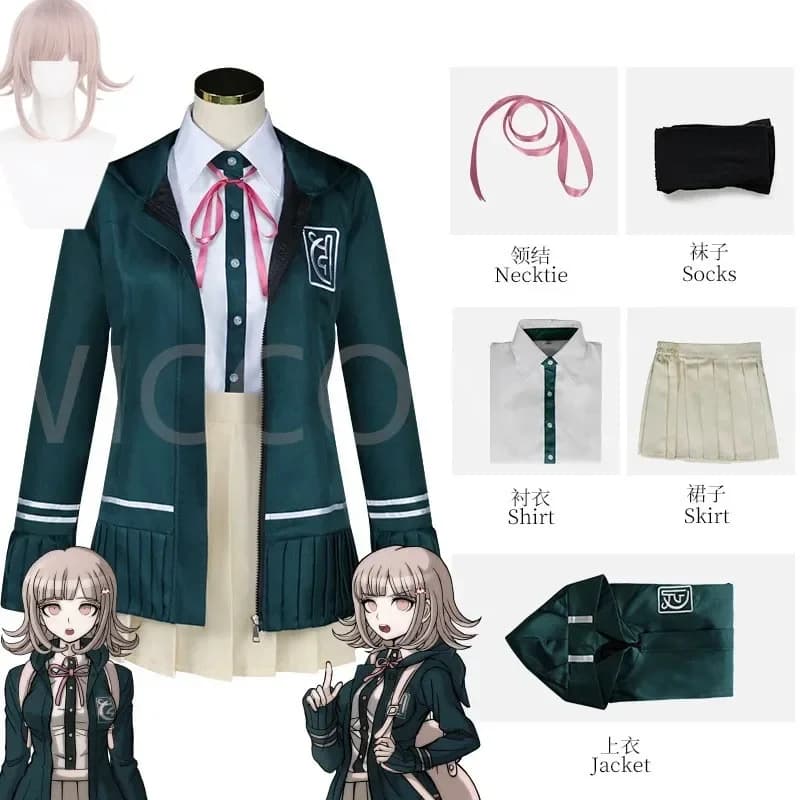 2026 Danganronpa Nanami ChiaKi Cosplay Costume High School Students Uniform Anime Long-Sleeved Jacket Short Skirt Loli DI7RS