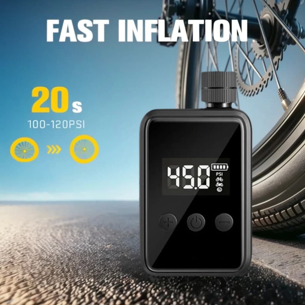 Mini pompa elettrica per bici con manometro LCD digitale, pompa d'aria per bicicletta da 150 PSI, 500 mAh
