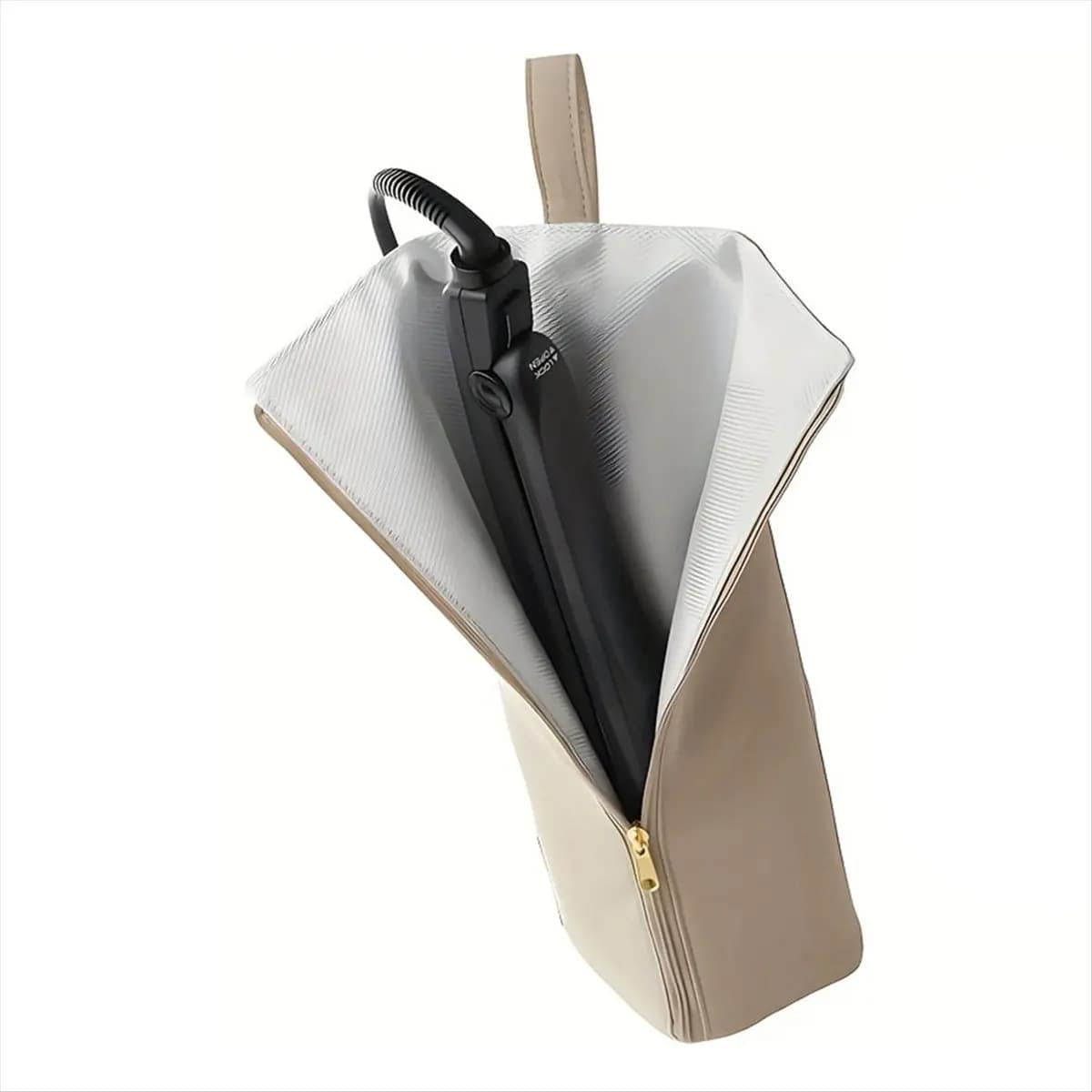 COFA Porta Ferro da Capelli e Tappetino Termorissimo, Borsa per Ferro Arricciacapelli e Piastra - Organizer for Hair Tools for Casa Beige