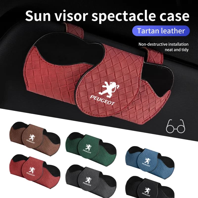 Car Sun Visor Glasses Box Magnetic Closing Sunglasses Case For Peugeot 206 207 208 107 106 205 4008 301 607 108 807 407 508
