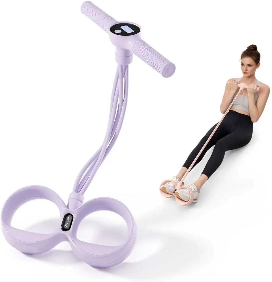 Pedaliera Intelligente con Contatore Digitale, Sistema di Bande di Resistenza per Stretching Completo del Corpo, Yoga e Allenamento a Casa