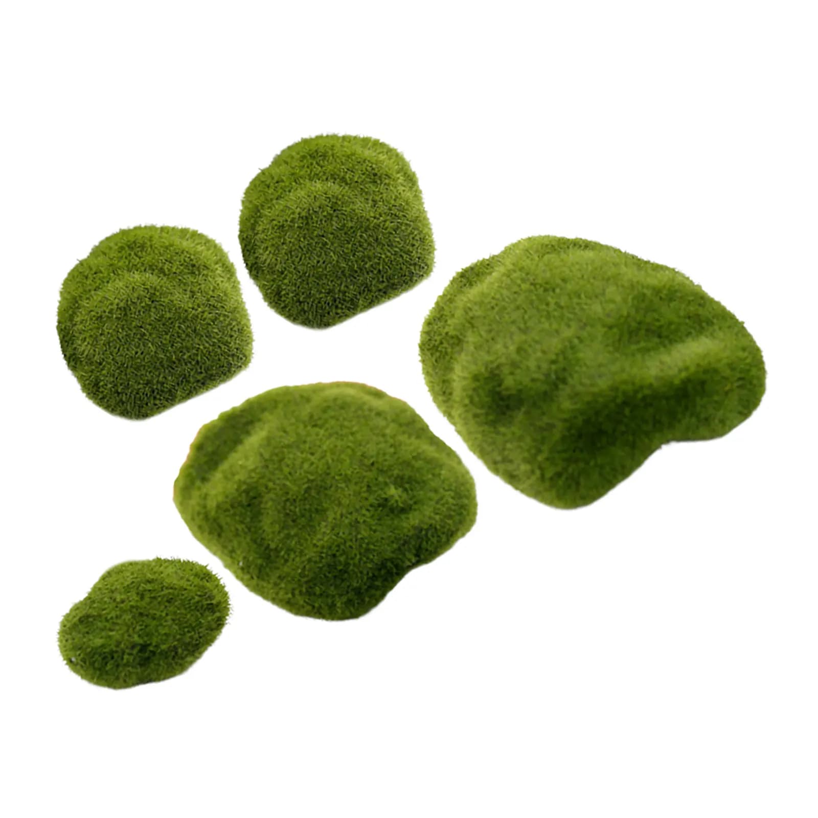 5Pcs Artificial Moss Stones Lifelike Faux Mossy Rock Decor for Garden Bonsai Aquarium Micro Landscape DIY Home Office Plant Wall