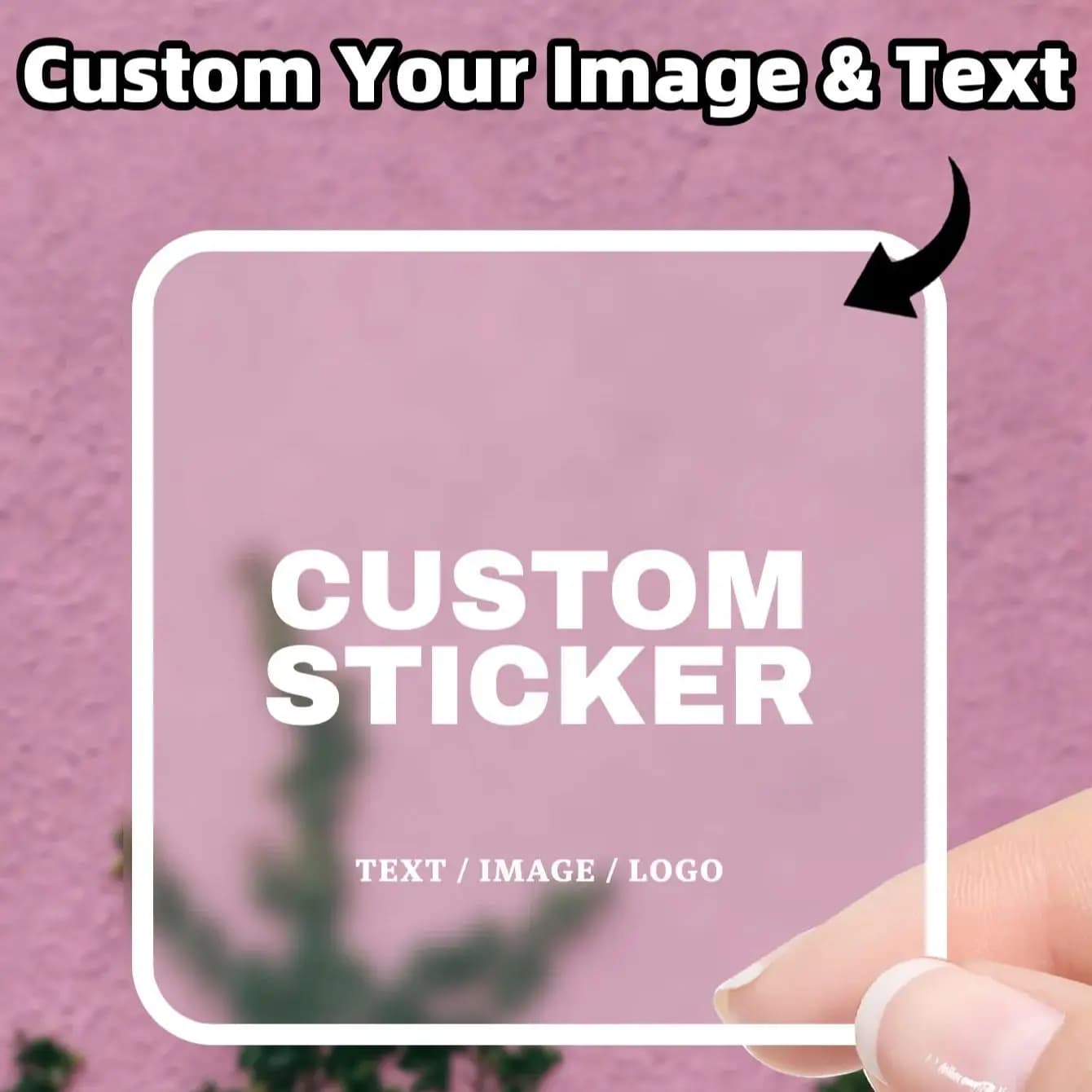 1/70/210 PCS Custom Square PVC Stickers Waterproof Personalized for Party, Label, Packaging