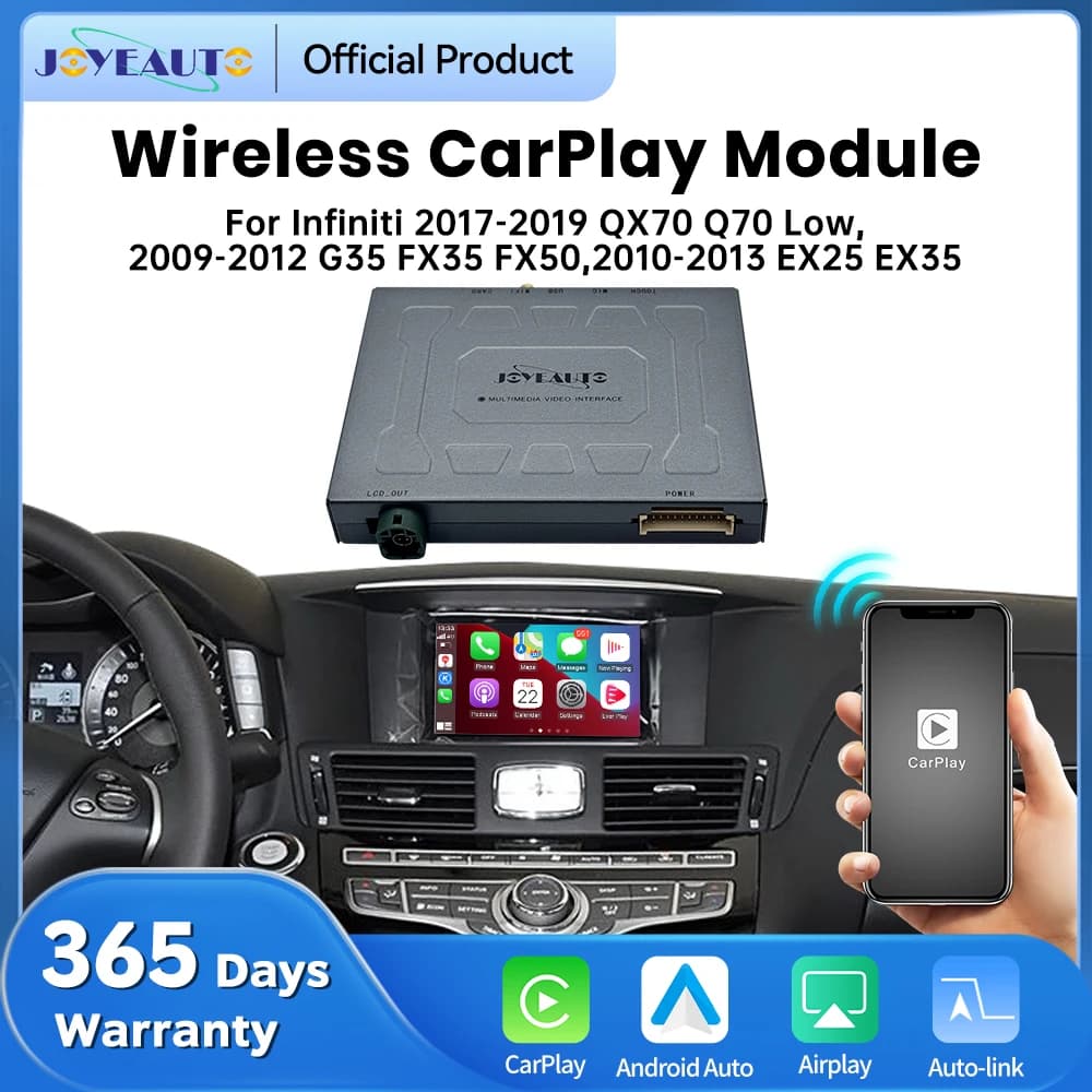 New JoyeAuto Interface for Infiniti 2017-2019 QX70 Q70 Wireless CarPlay Android Auto Module Retrofit Support Mirror-Link AirPlay