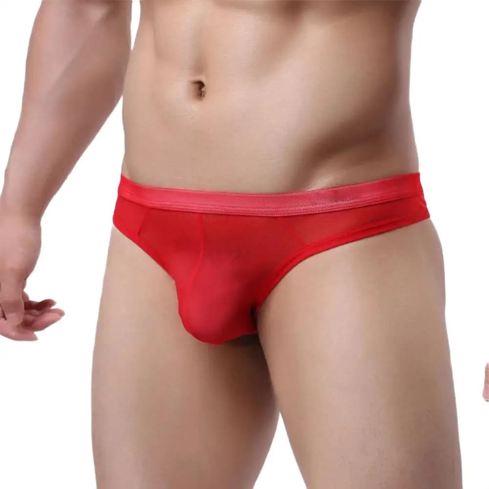 Custodia trasparente traspirante da uomo in rete trasparente trasparente mutande slip slip intimo intimo maschile lingerie pantaloncini sexy custodia convessa a U